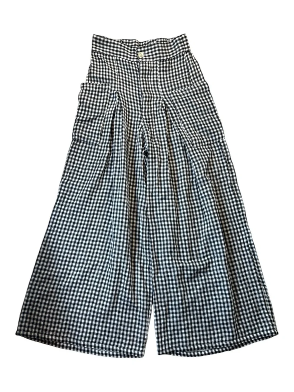 FREE PEOPLE East Side Wide Leg Cotton Trouser Pant Checkered NWOT Size XS